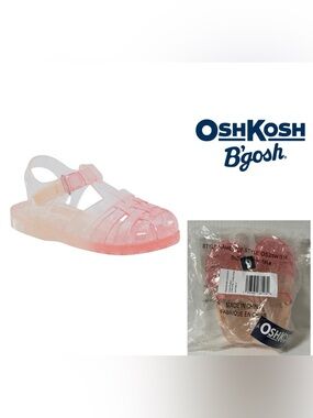 🆕OSHKOSH - 9 - NWT - GIRLS PINK OMBRE SHIMMER SPARKLE JELLY SANDALS / SHOES